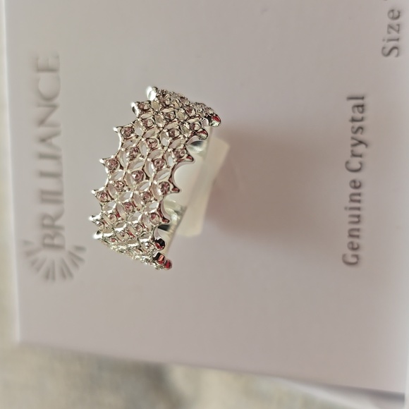BRILLANCE BRAND WOMENS SILVER "GENUINE CRYSTAL" FASHION RING SIZE 7 - Picture 6 of 11